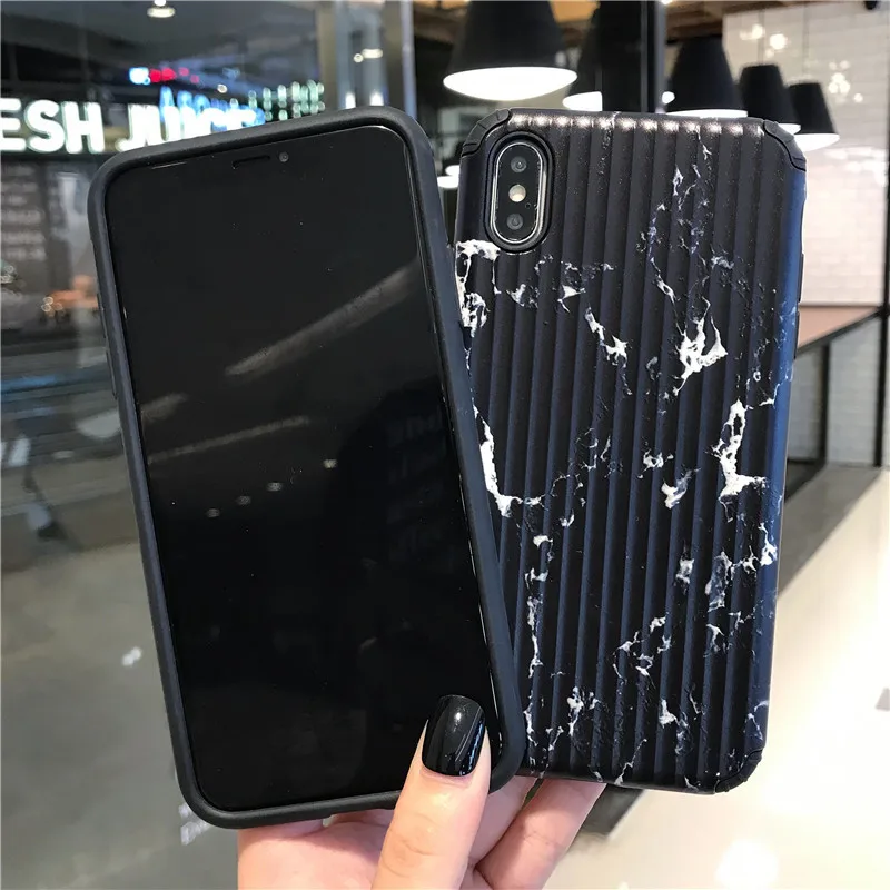 Чехол для телефона с мраморным узором для багажа чехол для iPhone 6 7 8 6s Plus 8Plus силиконовый чехол для багажника для IPhone X XS Max XR