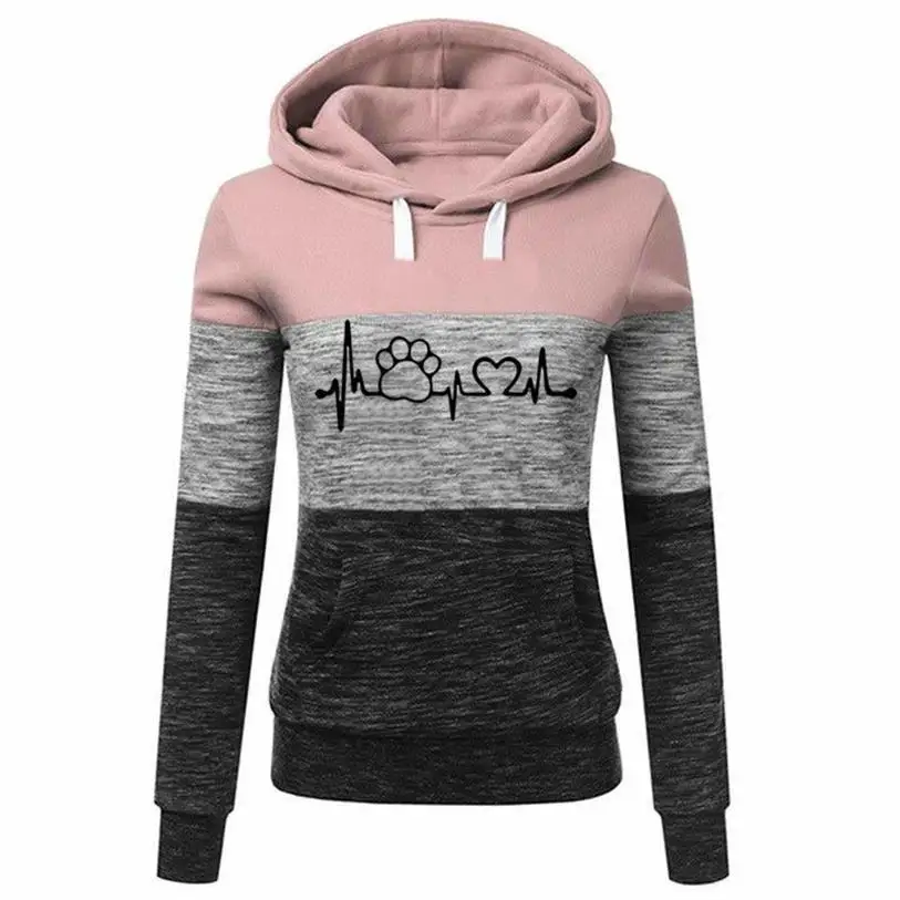 Hoodies For Women  Letters Print Splice Tops Hoodies Women Hoody Youth Harajuku Casual Comfortable Buckle Women's Sweatshirt