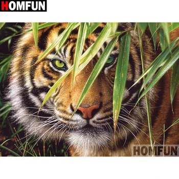 

HOMFUN Diamond Painting Cross Stitch "Animal tiger" 5D DIY Diamond Embroidery Full Square/round Rhinestone Of Picture A00263