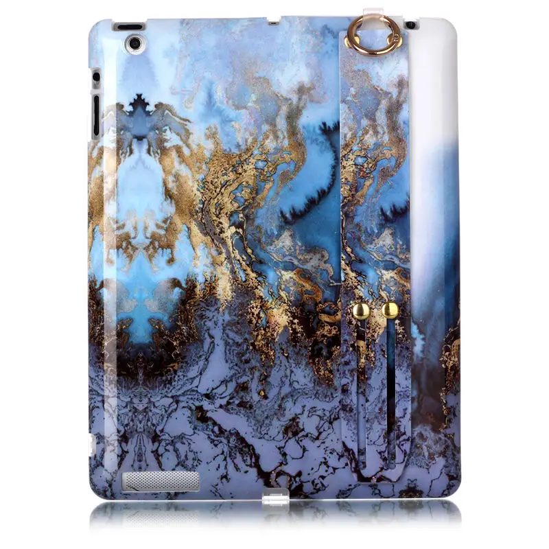 Модные яркие Цвет Мрамор чехол для Apple iPad 2/3/4 9,7 дюймов планшет браслет ручной кольцо-держатель на палец подставка Мягкий ТПУ чехол с мультипликационным рисунком - Цвет: F