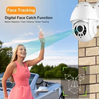 

K38D 1080P WiFi PTZ IP Camera Face Detect Auto Tracking 4X Zoom Two-Way Audio Waterproof Outdoor Security Camera(EU Plug)