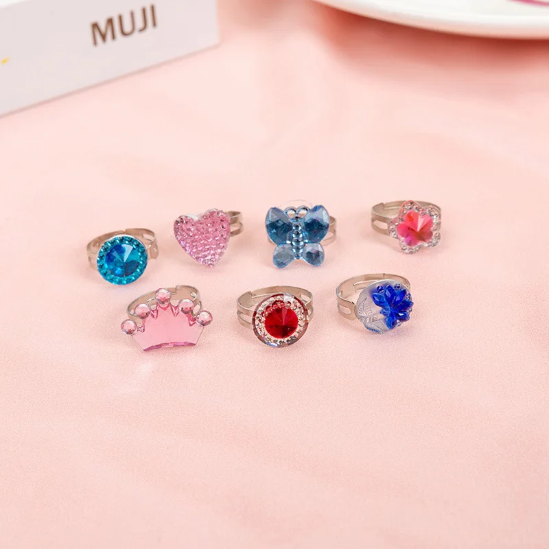 Cute Cartoon Kids Rings Kawaii Korean Children Girls Flower Alloy Finger Ring Child Jewelry Gift Adjustable Rings 10pcs finger ring adjustable rings