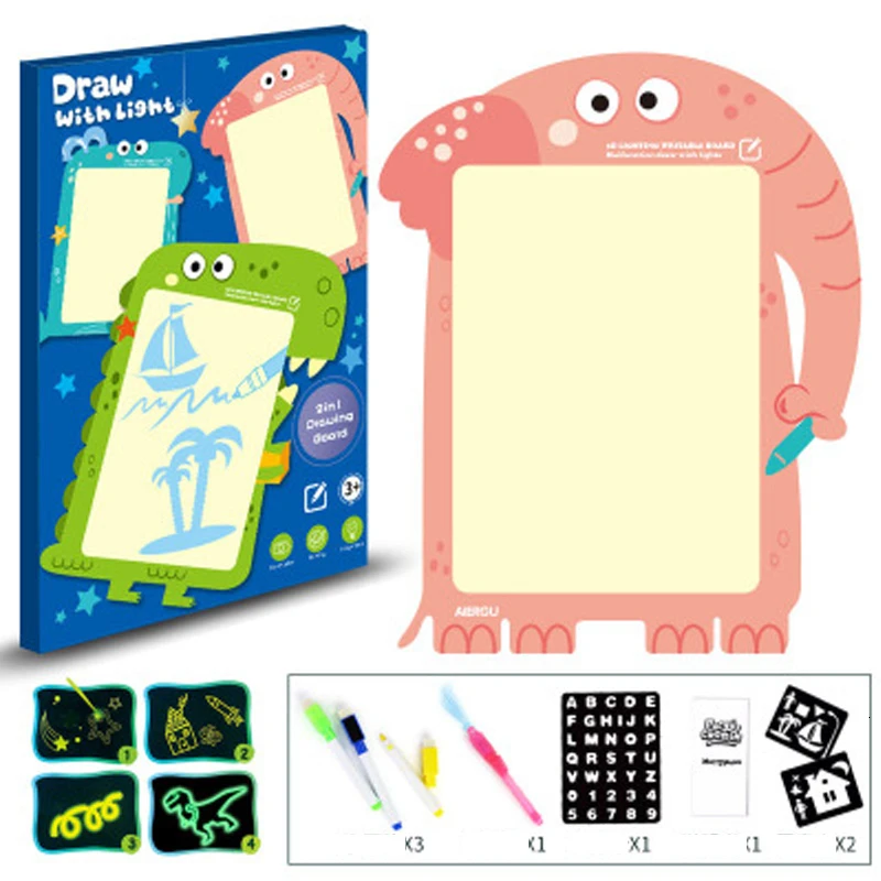 LED Light Luminous Drawing Board Kids Graffiti Doodle Drawing Tablet Magic Draw With Light-Fun Fluorescent Pen Educational Toys