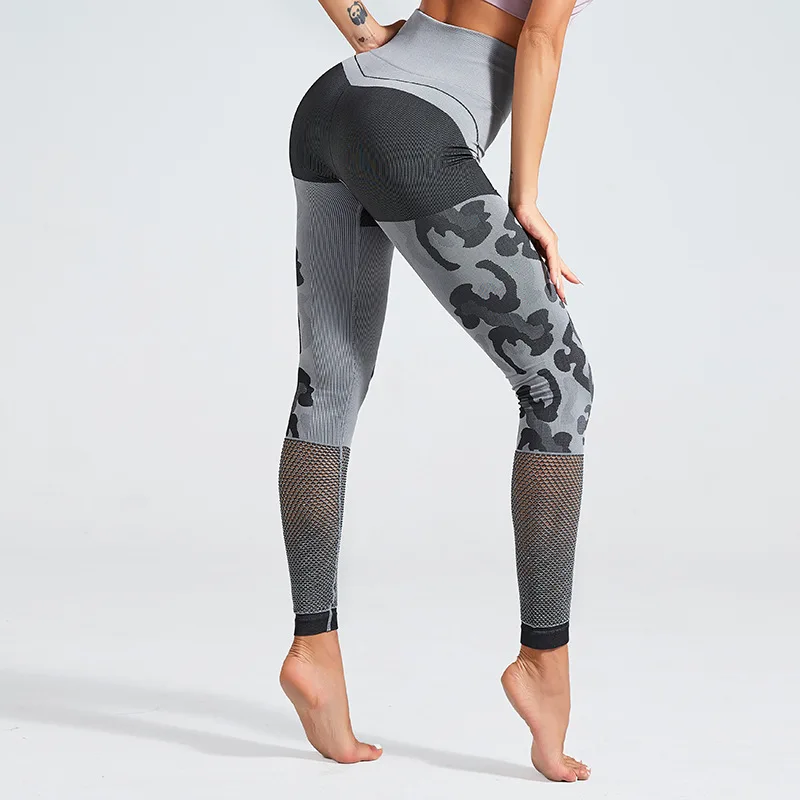 Sweatpants For Women Yoga Pants High Waist Leggings Sport Leopard Grid Splice Women Fitness Gym Seamless Female Leggings Tights