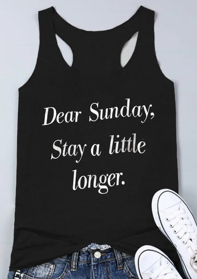 Dear Sunday, оставайтесь немного дольше, женский жилет, модные и сексуальные футболки с графическим принтом, пляжный стиль, топ с принтом, Прямая поставка