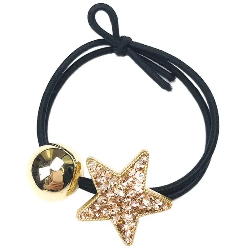 M MISM Crystal Alloy Ball Ponytail Holder for Girls Women Star Gum for Hair Accessories Beads Scrunchy Rubber Elastic Hair Bands