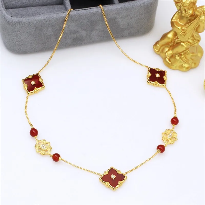 

CMajor S925 Sterling Silver Two-tone Four Leavies Clover Necklace Sterling Silver Fine Jewelry Valentine's Day Gift for Women