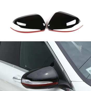 

2Pcs Car Rearview Mirror Cover Black for Mercedes-Benz C E GLC S Class W205 W213 With