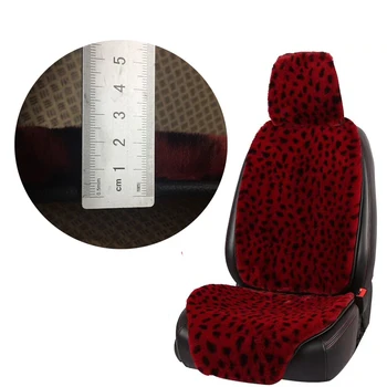 

Plush Car Seat Cover Red Leopard Warm Faux Fur Auto Front Seat Cushion Pad Interior Protector Universal Fit For Van Truck SUV
