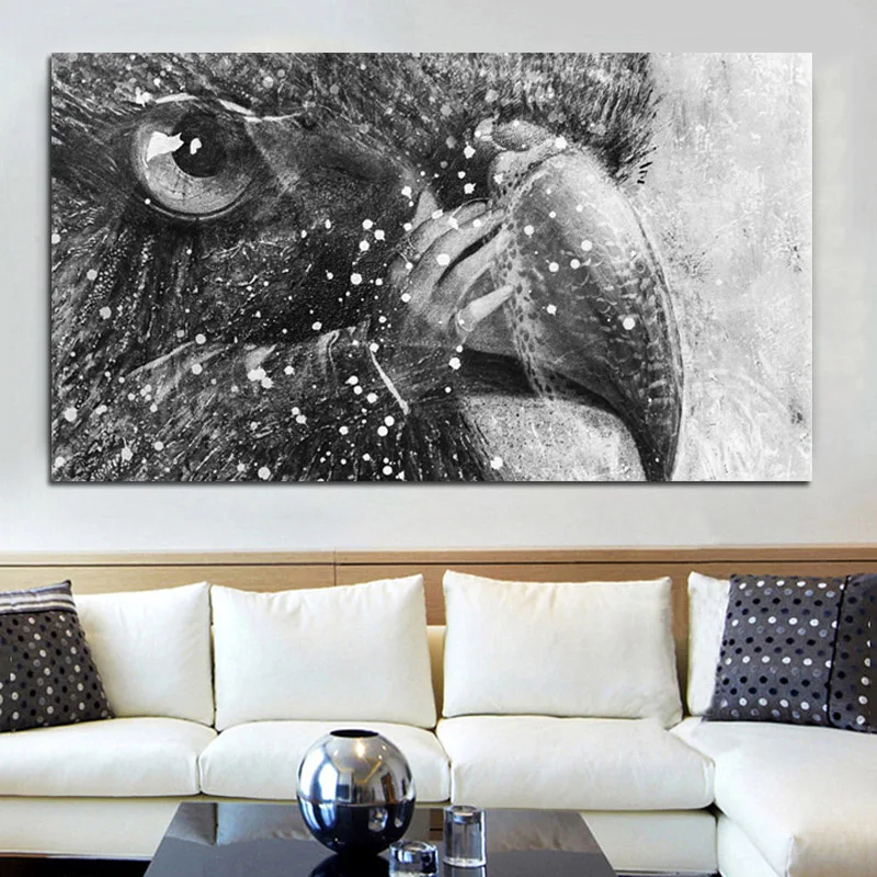 Самоотверженно черно-белый Орел парусиновая Картины птица фотографии Wall Art