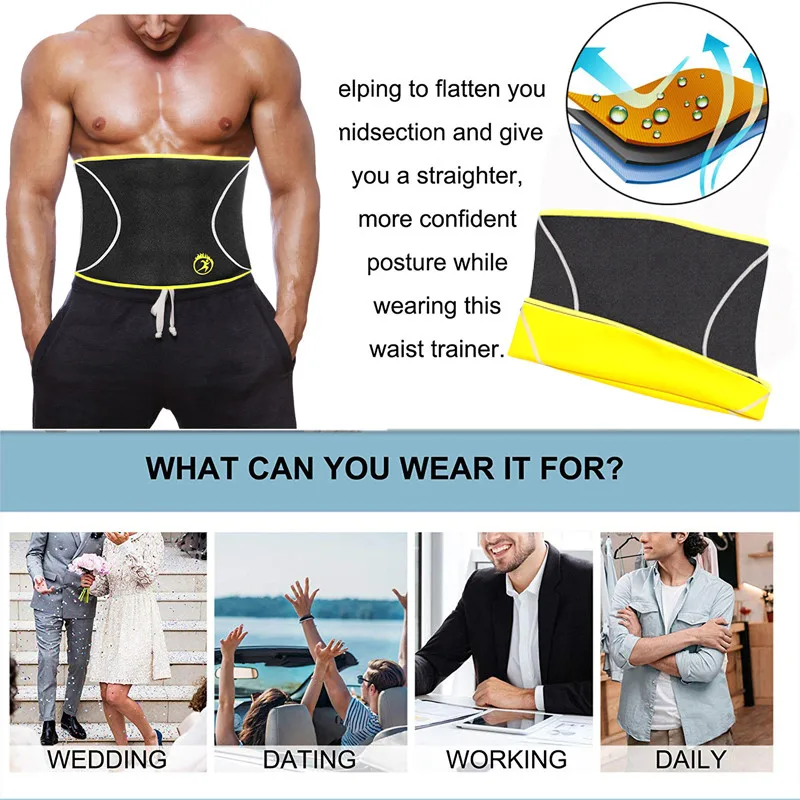 SEXYWG Body Shaper Slim Waist Trainer Back Support Belt Men Neroprene Sauna Shapewear Brace Weight Loss Strap Slimming Sport Top