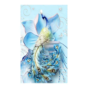 

Blue Flowers Peacocks Diamond Painting Round Full Drill Floral Animal Nouveaute DIY Mosaic Embroidery 5D Cross Stitch Home Decor