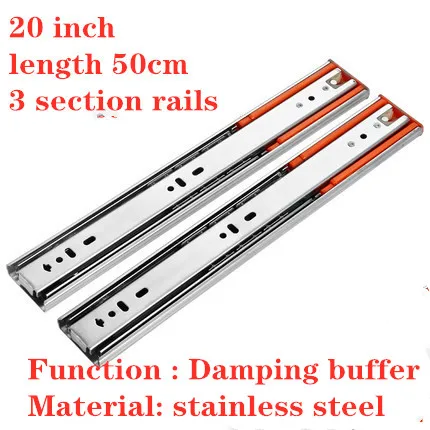Buffer 20inch 50cm Выдвижной ящик из нержавеющей стали 1"-20" рельсовый ползунок три секции мебельная фурнитура - Color: Buffer 20inch 50cm