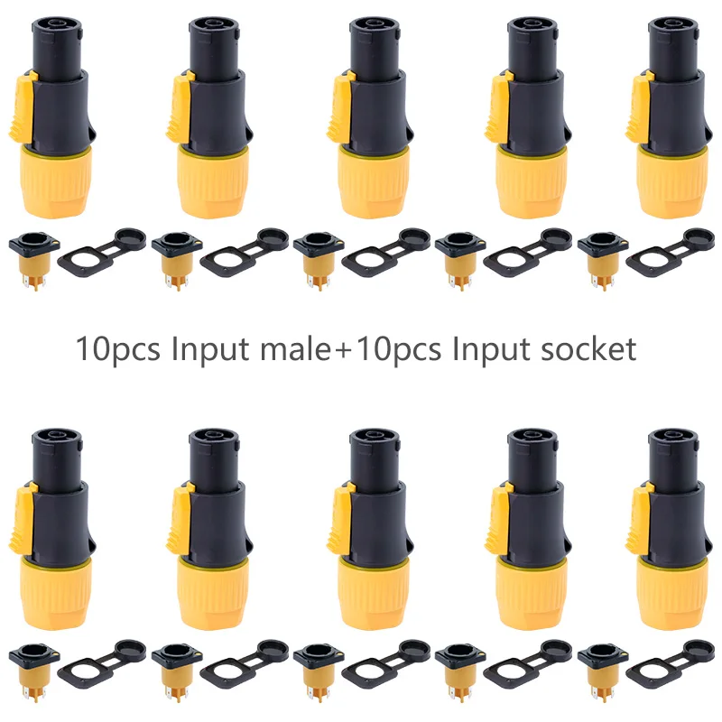 10 шт. IP65 Водонепроницаемый динамик мощность con 20A светодиодный большой экран power Plug PA66 огнестойкий Промышленный разъем питания - Цвет: MF(10set Input)