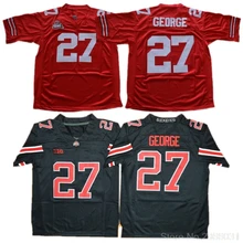 Мужская футболка с надписью Buckeyes Eddie Джордж 27 для колледжа, цвет черный, белый, красный, сшитая, размер S-3XL