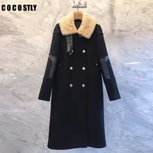 Зимнее пальто женское корейское теплое толстое двубортное ветрозащитное шерстяное Пальто приталенное длинное шерстяное пальто manteau femme