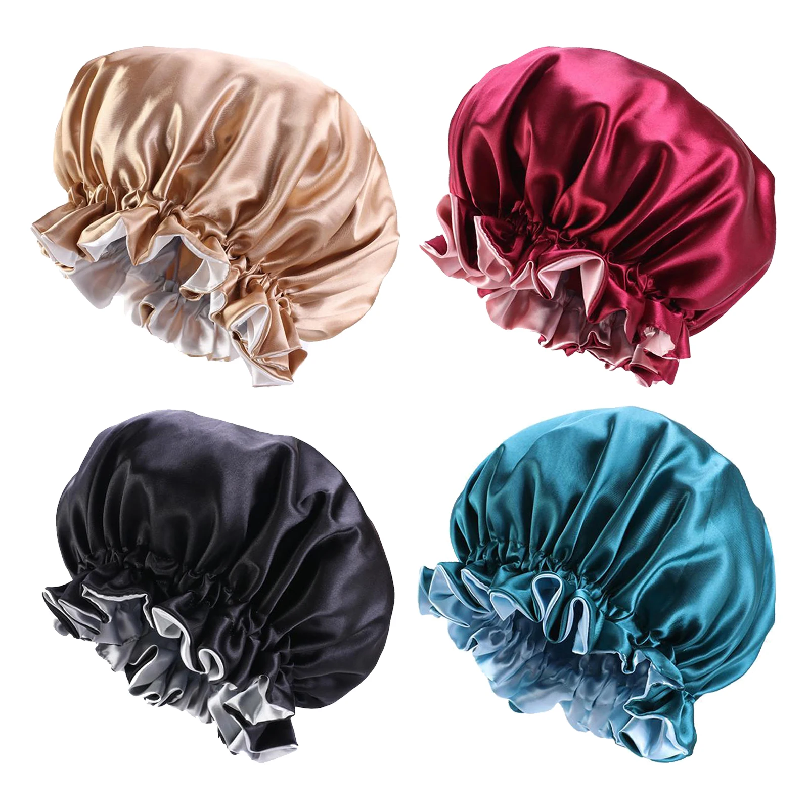 Reversible Elegant Satin Bonnet Double Layer for Doing the Housework, Also for Cancer Patient and Hair Loss People