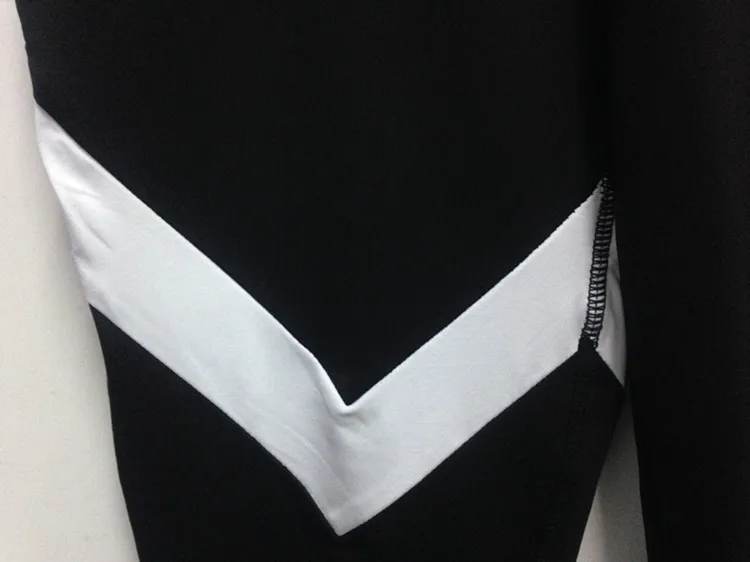 Europe And America Popular Spring And Autumn Black And White Stitching Fitness Pants Cool GIRL'S Elasticity Quick-Dry V Shaped C