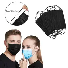 10 шт 3 слоя Пылезащитная маска для лица защитные маски черные одноразовые Анти-пыль медицинские ушные петли маски со ртом для лица медицинское обслуживание
