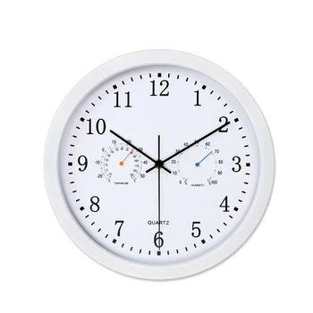 

Indoor Home Nordic Style Thermometer Hygrometer Round Wall Clock Battery Operated Accurate Analog Silent Quartz 3 In 1 Art Decor