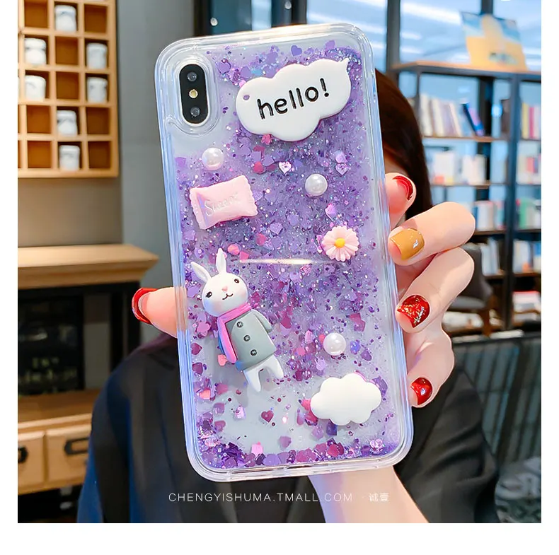 

Stereoscopic soft Lovely sweet Dropping glue liquid mobile phone shell Phone Case for iPhone 7 8 6 6S Plus X XS MAX XR Cover