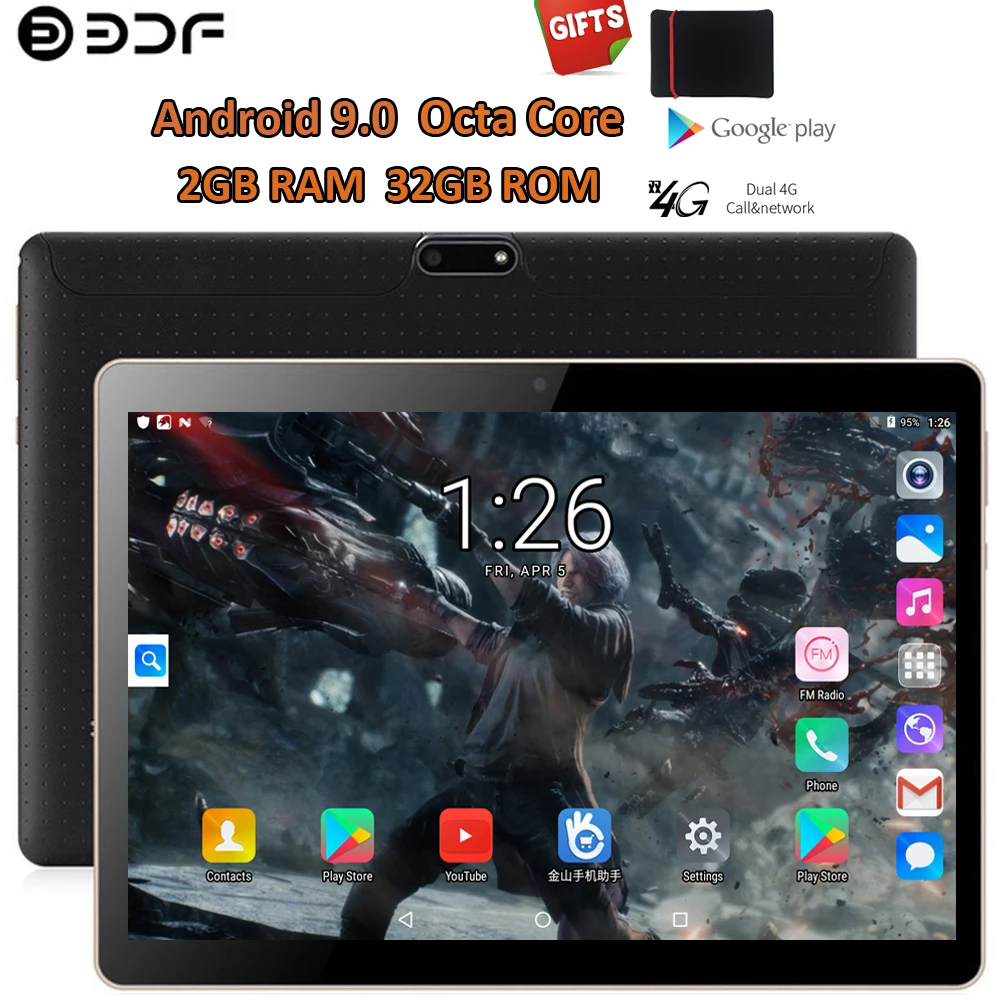 Tableta Pc de 10 pulgadas, 2GB/32GB, Tarjeta SIM Dual 4G, llamadas de teléfono, ocho núcleos, Android 2021, GPS, Google Play, 4G LTE, 9,0, novedad de 10,1