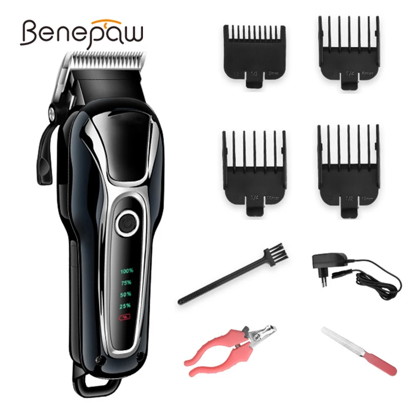 

Benepaw Efficient Dog Hair Trimmer Professional Safe Low Noise Cordless Pet Hair Clippers Rechargeable Grooming Kit LCD Display