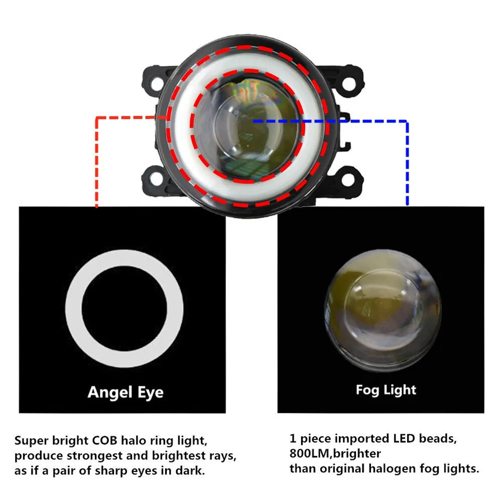 Comprar 2x accesorios de coche bombilla LED luz antiniebla delantera Angel Eye 12V para Mitsubishi Pajero 4 IV 2007 2015 para Mitsubishi Triton L200