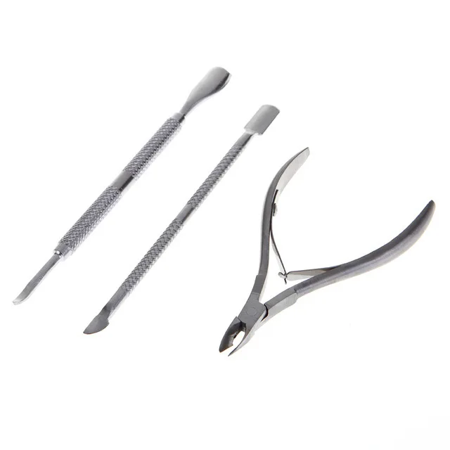Manicure Implement Supplies Wholesale Manicure 3-Piece Set Cuticle Nipper si pi cha Steelpushing a Set of 72 Grams