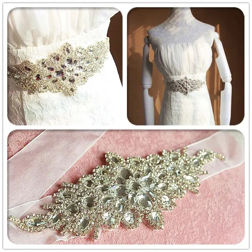 AYiCuthia/свадебные аксессуары с кристаллами; атласное свадебное платье; пояс с лентой для невесты; пояс с поясом для выпускного вечера; Y1 - Цвет: White Organza