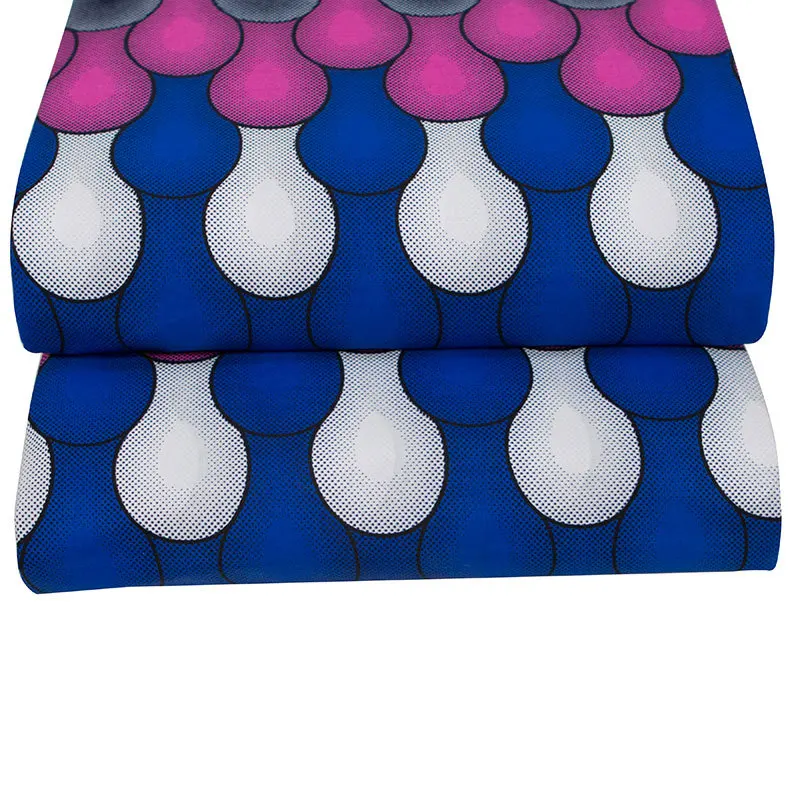 Pagnes Africain Wax Fabric New Arrivals Cotton Pink Blue And White Print Fabric