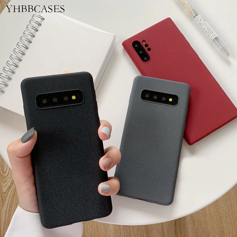 YHBBCASES матовые однотонные силиконовые чехлы для телефонов Samsung Note 10 8 9 Galaxy S10 Plus S8 S9