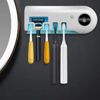 

Antibacteria UV Light Ultraviolet Toothbrush Automatic Toothpaste Dispenser Sterilizer Toothbrush Holder Cleaner Wall Mount