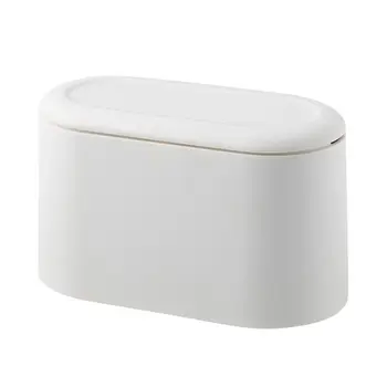 

Mini Desktop Trash Can Push-up Cover Double-layer Trash Bin PP Countertop Wastebasket Press Neutral /