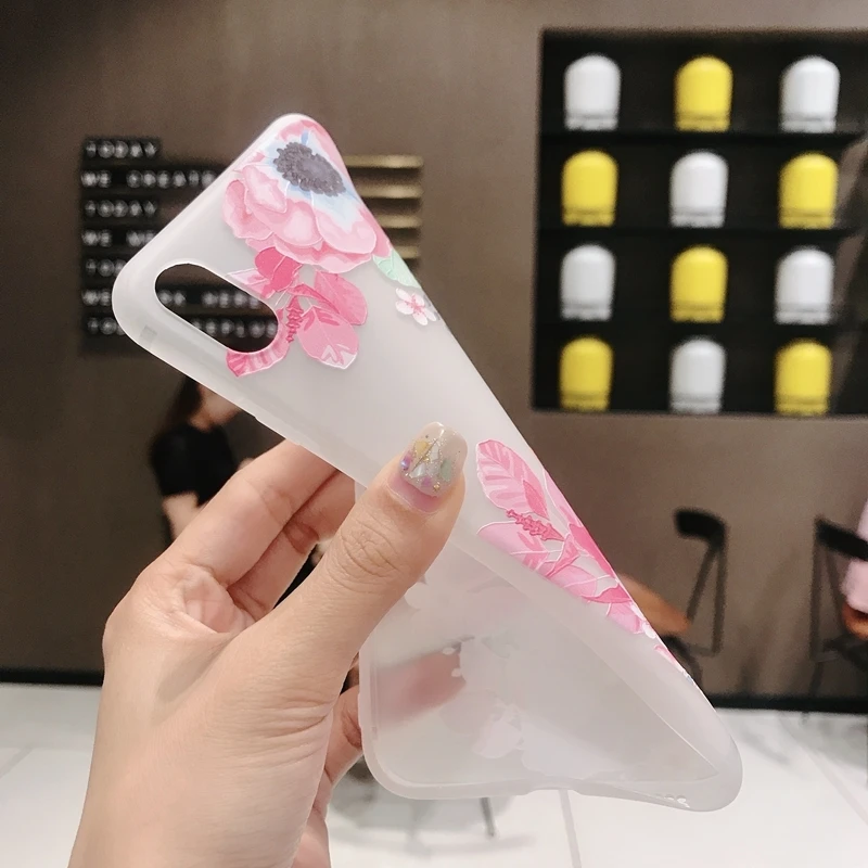 Противоударный Матовый ТПУ чехол для телефона для iPhone 11 Pro XS Max XR X 8 7 6 6s Plus 3D рельефный розовый лист Магнолия цветок мягкая задняя крышка