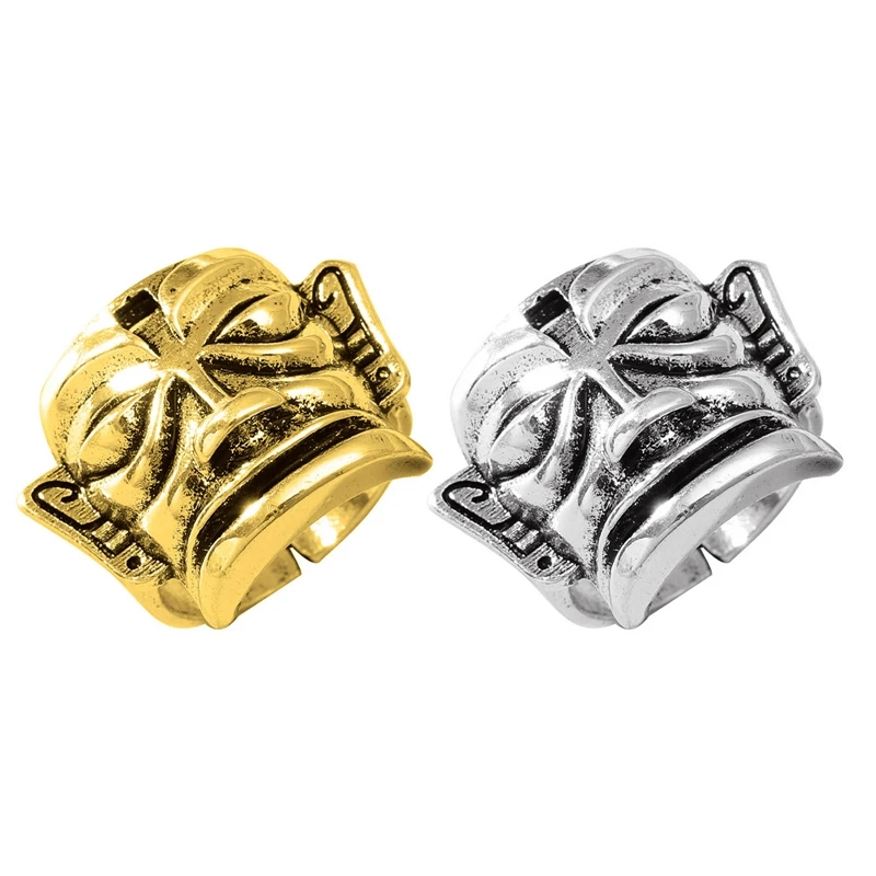 Retro creative opening adjustable face mask ring punk hip hop alloy accessories for men and women