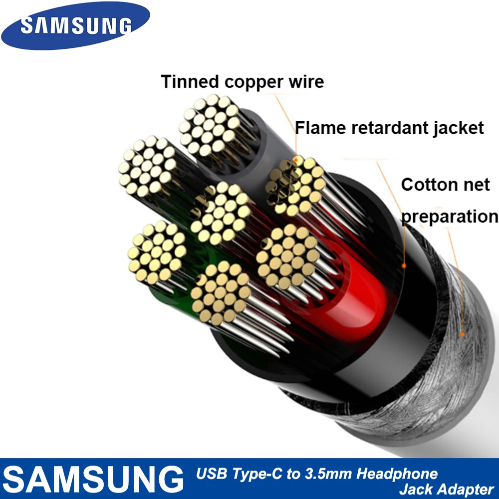 100% Samsung USB Type C папа 3 5 мм наушники AUX аудио кабель до адаптер конвертер для GALAXY A8 + 2018