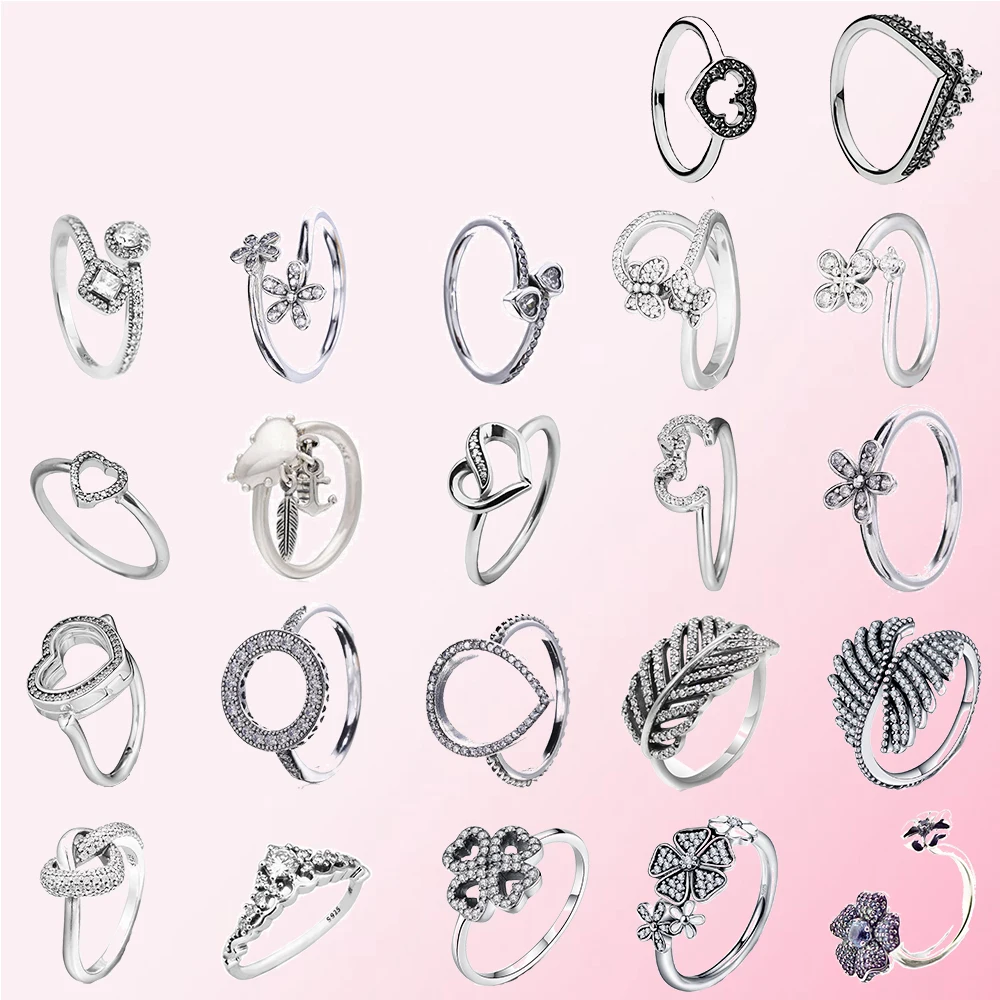 Cena 2019 100% 925 Sterling Silver Classic Plum czterokolorowy liść koniczyny w kształcie serca kobieta urok moda pierścień otwierający bezpłatna sprzedaż hurtowa