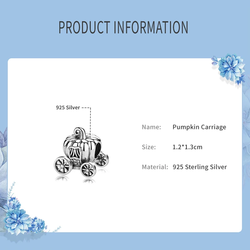 925 Sterling Silver Bead Charm Fit Original Pandora Bracelets Pumpkin Carriage Charms Halloween Gift DIY Women Diy Jewelry