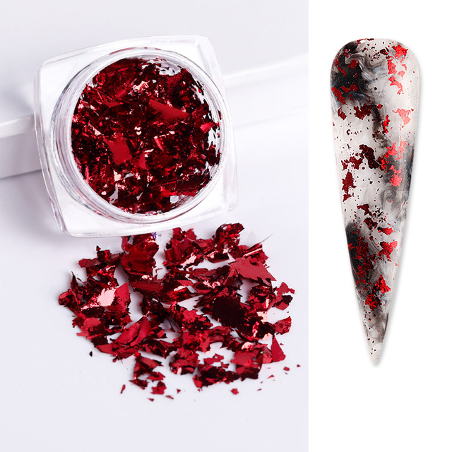 Foil Sequins For Nails Gold Silver Irregular Glitter Flakes Mirror Chrome Powder Manicuring Winter Decorations