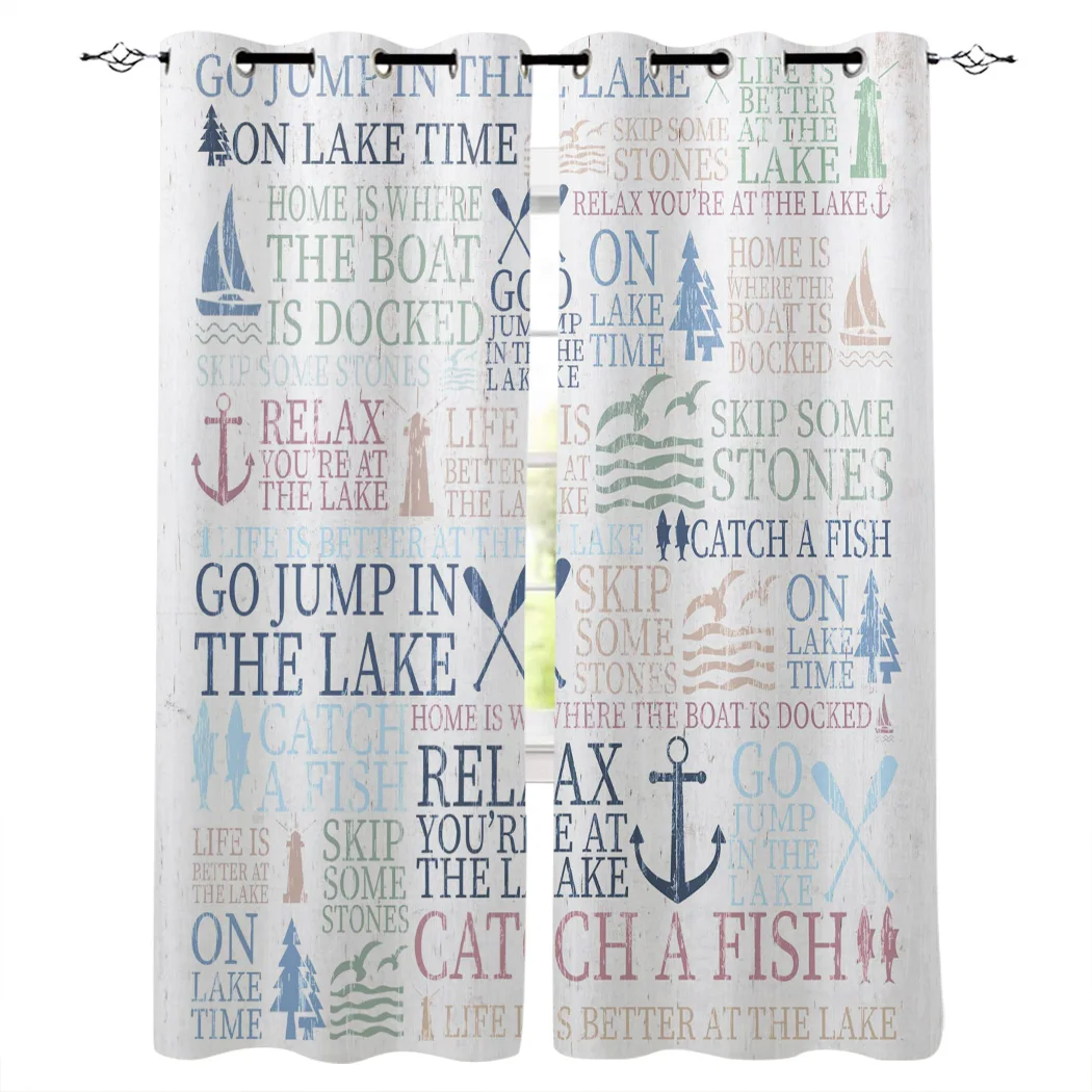 Modern Text Anchor Lighthouse Sailing Curtains Bathroom Kitchen Household Products Window Curtain Living Room | Дом и сад