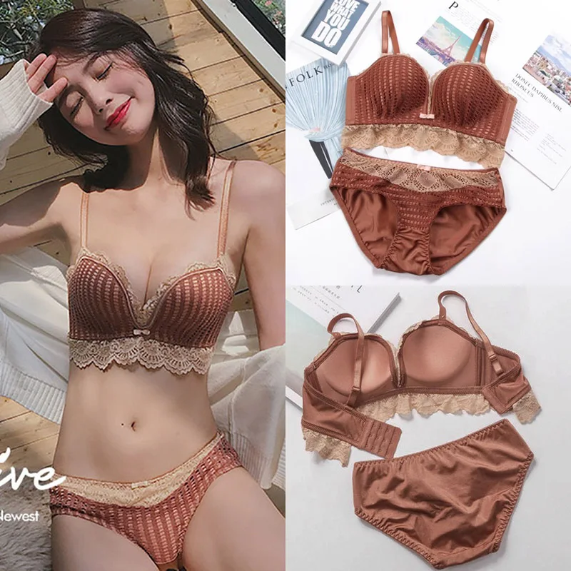 

Women Underwear Set Sexy Lace Push Up Bra Set Women Seamless Wireless Breathable Underwear Lingerie Set
