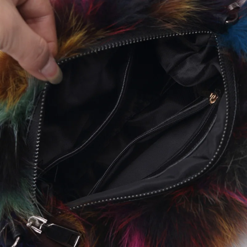 Женские сумки с натуральным лисьим мехом, роскошная брендовая зимняя сумка на плечо, модный вечерний клатч, плюшевые женские сумки через плечо, дизайнерская сумка на цепочке