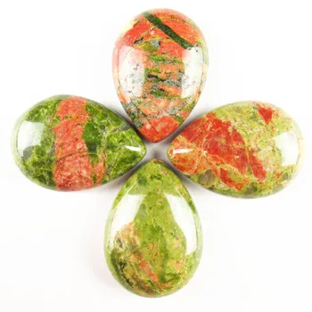 

55g 10Pcs 25x18mm Unakite Gem Teardrop Cab Cabochon 282-JM