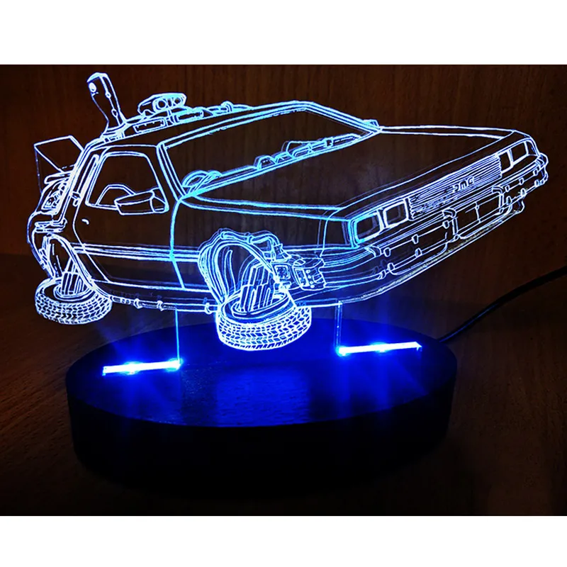 

3D Flying Time Machine car Night Light in Back to the future Touch+RC sleep light Luminous toy for baby bedroom Gift for adult