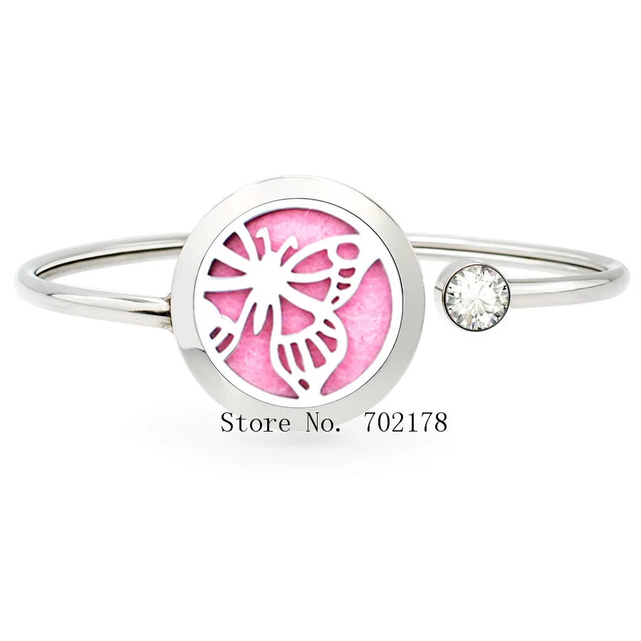 Lotus flower 25mm Stainless Steel Twist Aromatherapy locket Bracelet Bangle essential oil perfume locket bracelet Jewelry - Окраска металла: 046