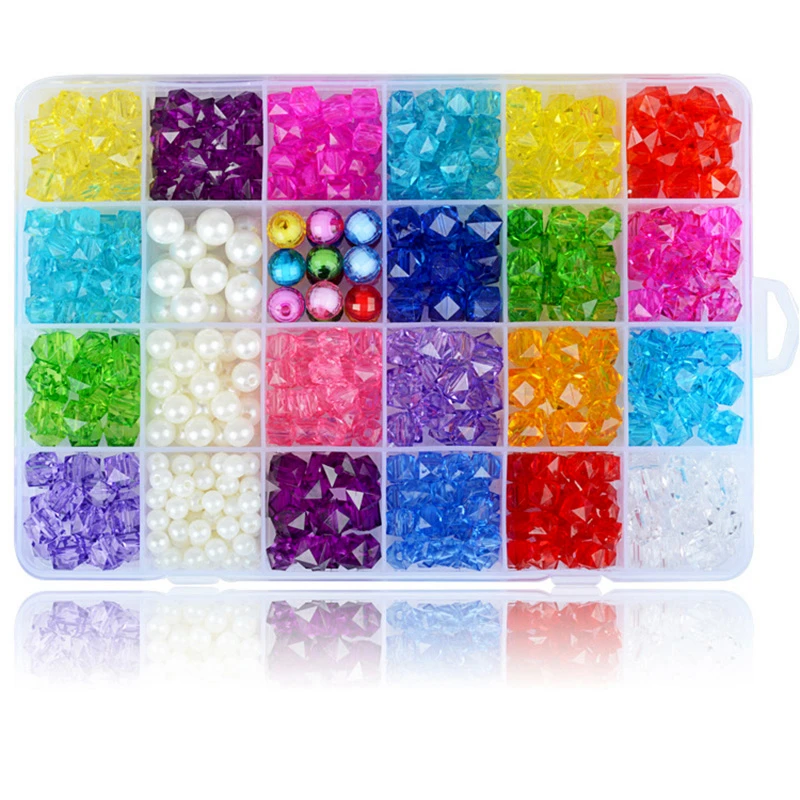 

DIY Handmade Beaded Toy with Accessory Set Children Creative 24 Grid Girl Jewelry Making Toys Educational Toys Children GiftS