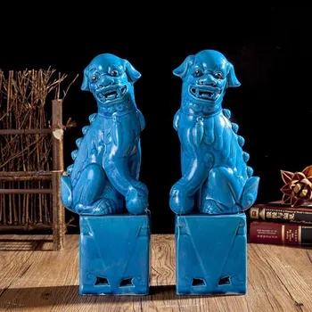 

1 Pair Porcelain Foo Lion Foo Dogs Ceramic Figure Statue For Home Decor Decoration Sculpture