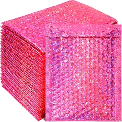 Enveloppes rembourrées en plastique, 50 pièces/paquet, enveloppes rembourrées en feuille d'or, emballage de courrier à bulles, sac cadeau 