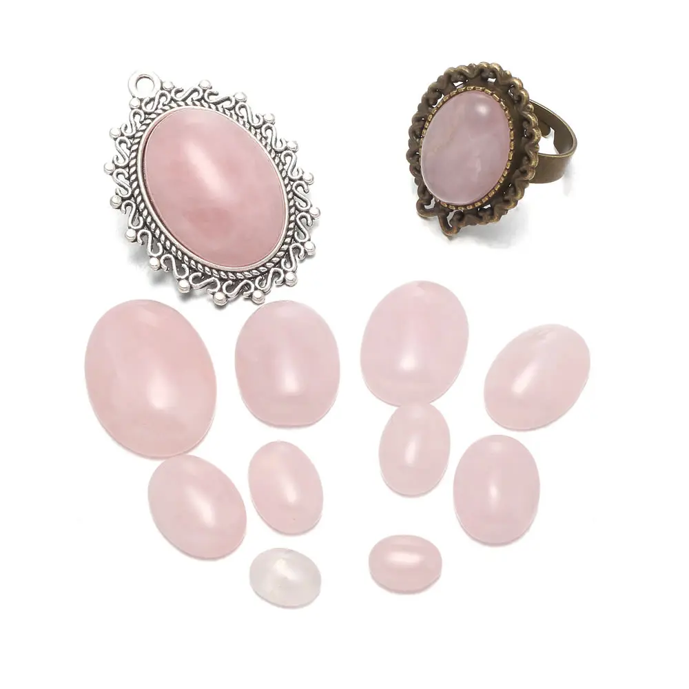 

5PCS Natural Stones Rose Quartzs Stone Cabochon No Hole Beads for Making Jewelry DIY Pendant Ring Accessories Scattered Beads